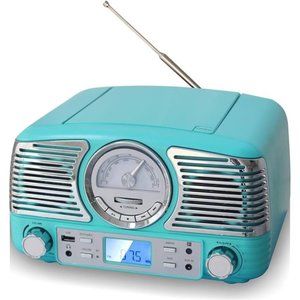 Retro Design Compact Stereo CD, with AM/FM Rotary knob, Wireless Bluetooth